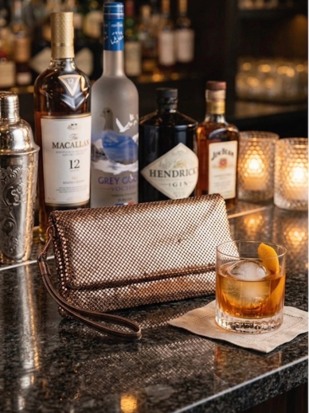 Estee & Lilly Mesh elegant Foldover Wristlet